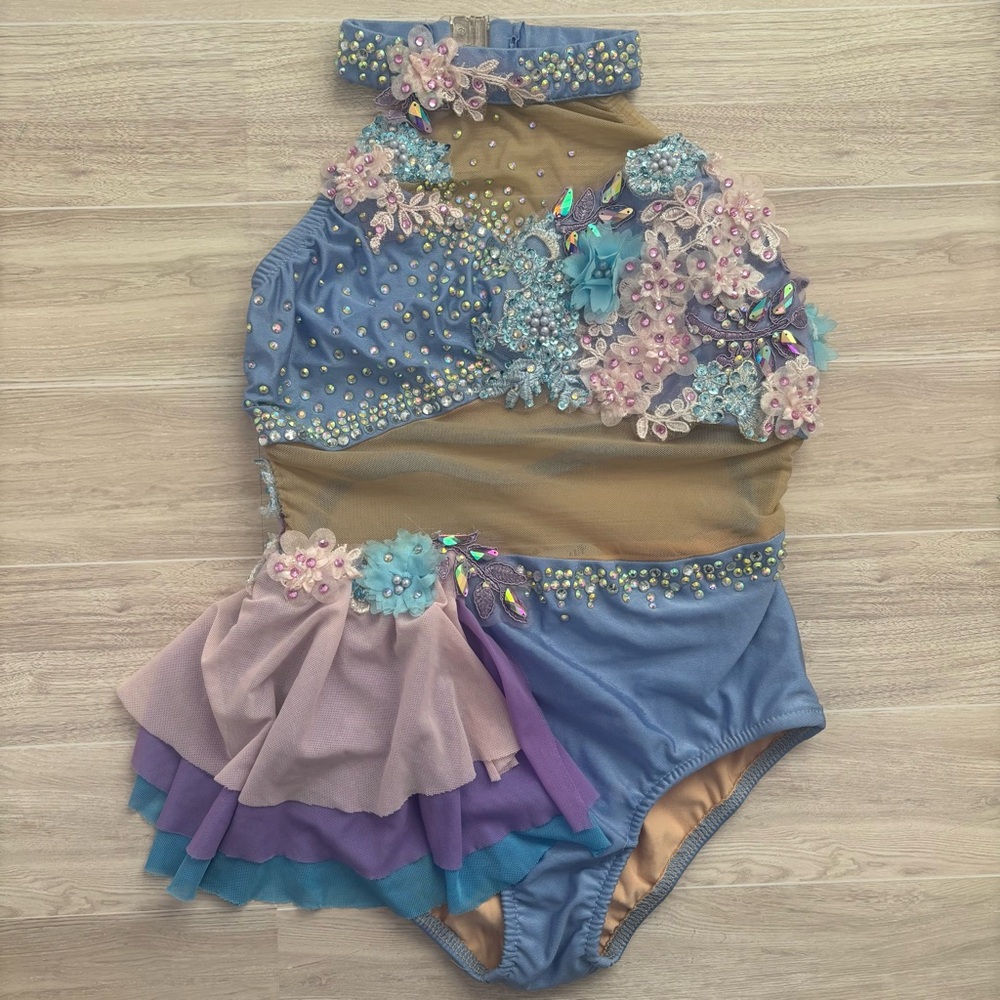 Glamour Kids Costume in Blue and Purple with Floral Accents